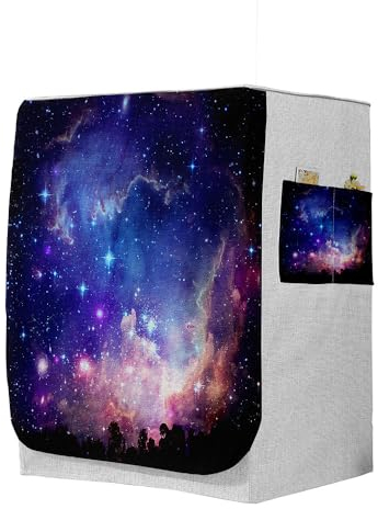 Highdi 3D Housse de Protection pour Machine à Laver, Chargement Frontal Housse à La Poussière avec Ouverture Frontale (Capacité S 6~7,5kg,Univers 4)