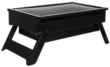 Yardwe Barbecue Portatif Petit Barbecue Gril De Balcon Barbecue Grill Cuisinière De Camping Gril De Table Au Charbon De Bois Gril Pliable Mini Gril à Charbon Gril De Brochette , Black