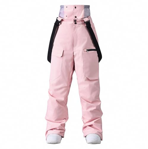 ALSOGO Salopette de ski imperméable isolée pour femme - Pour l'hiver - Bretelles réglables - Pantalon de neige - Coupe-vent - Pantalon chaud pour l'extérieur, Rose, S
