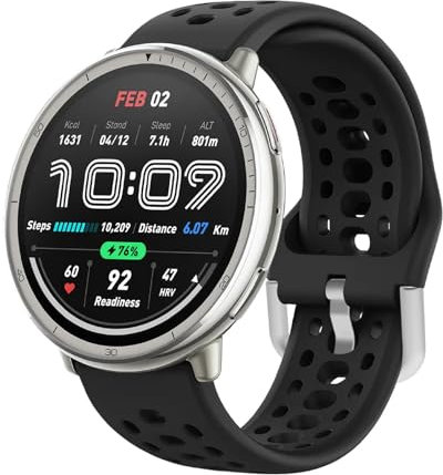 GIOPUEY Armband Kompatibel mit Amazfit Active 2, Weiches Silikon Armband [Verschleißfest] [Atmungsaktiv] Ersatzarmband - Black