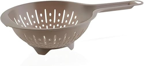 PARENCE.- Colador de plástico de 16 cm con asa y orificio para colgar - práctico y duradero - fácil de limpiar, color aleatorio, gris