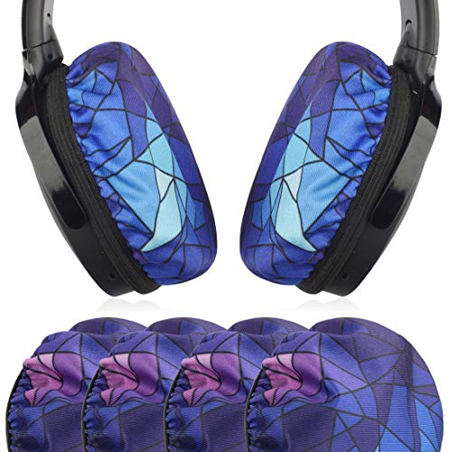Geekria 2 Pairs Flex Fabric Headphone Covers (Product Safety Certified), Washable & Stretchable Sanitary Ear Protectors for Over-Ear Headsets, Sweat-Resistant (Size M/Diamond)