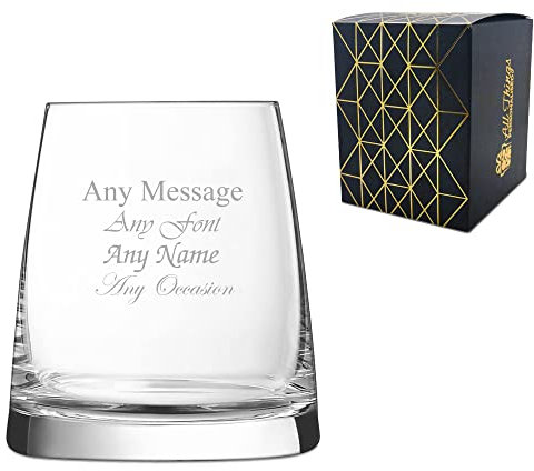 Personalised Engraved Aska Rocks 13 1/2 oz Whiskey Glass Usher Best Man Wedding Gift