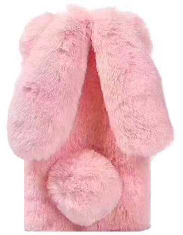 Artfeel Custodia Coniglio Peluche per iPhone 6/iPhone 6S, Carino Morbido Peloso Orecchie da Coniglio Hairball Inverno Soffice Caldo Cover,Faux Pelliccia Luccichio Diamante Caso-Rosa