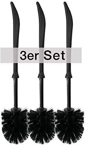 3er Set WC-Bürste, Kunststoffgriff, schwarz Toilettenbürste Gästeklo Badezimmer 35 cm