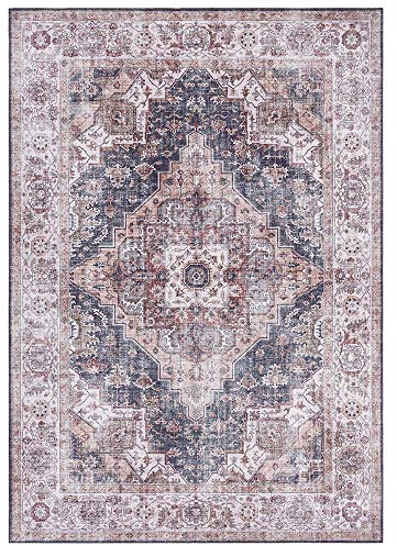 Nouristan Sylla Asmar Living Room Rug, Orient-Touch Detailed Pattern, Floral Curve Pile Flat Weave Rug for Dining Room, Living Room, Bedroom, Grey, 80 x 200 cm