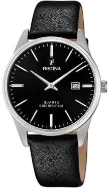 Festina Herren Analog Quarz Uhr mit Leder Armband F20512/4
