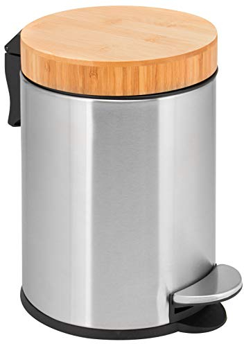 bremermann Badeimer mit Bambusdeckel // Kosmetikeimer // 3 Liter, matt Edelstahl