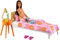 Barbie Mobilier Coffret Chambre avec poupée Brune en Pyjama, lit et Accessoires, Jouet pour Enfant, GRG86