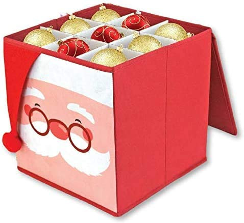 SKYTE® Christmas Storage Santa Box Collapsible Christmas Fabric Sturdy Storage Box for Xmas Baubles Ornaments Lights & More