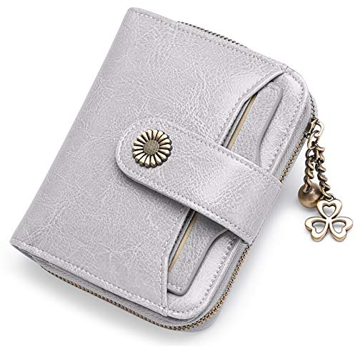 SENDEFN Geldbörse Damen Klein,Geldbeutel Frauen Echtes Leder,mit Münzfach Kleines Zipper Brieftasche Kartenhalter mit RFID Blocker