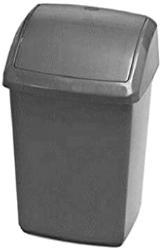 Optimal Products Swing Bins Plastic Swing Top Rubbish Waste Bin Office Bedroom Kitchen Paper Dustbin Trash Bin Swing Lid (Silver, 10l Litre)