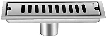 Edelstahl Duschrinne Bodenablauf 20-100cm kann auswählen Duschablauf Klassisches Geruchsverschluß Badablauf extra flach Ablaufdeckel für Badezimmer, WC, Garten, Outdoor (20cm)