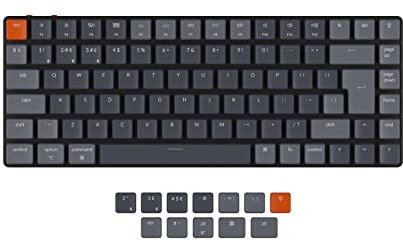 Keychron K3 Ultra-Slim Hot Swappable RGB Backlit Wireless Bluetooth/Wired USB Mechanical Keyboard, 75% ISO-UK-Layout Low-Profile Optical Red Switch 84 Keys Gaming Keyboard for Mac Windows-Version 2