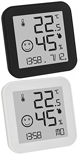 TFA-Dostmann Digitales Thermo-Hygrometer mit Komfortzone Black & White TFA 30.5054 E-Ink Display – Kontraststark und blendfrei (2er Set schwarz + weiss)