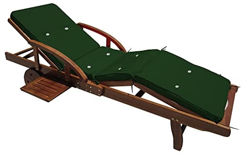 Detex® Auflage Liege wetterfest UV-beständig Schlaufen Zugband 5cm Dicke Polster Gartenmöbel Sonnenliege Gartenliege 195x55x5cm Zierknöpfe Grün