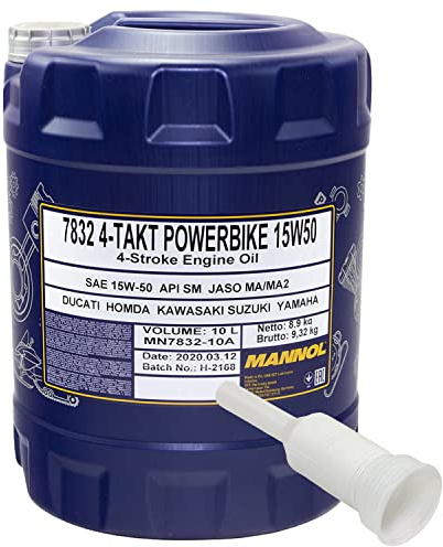 Motoröl Motor Öl MANNOL 4- Takt Powerbike 15W-50 API SM 10 Liter mit Ausgießer