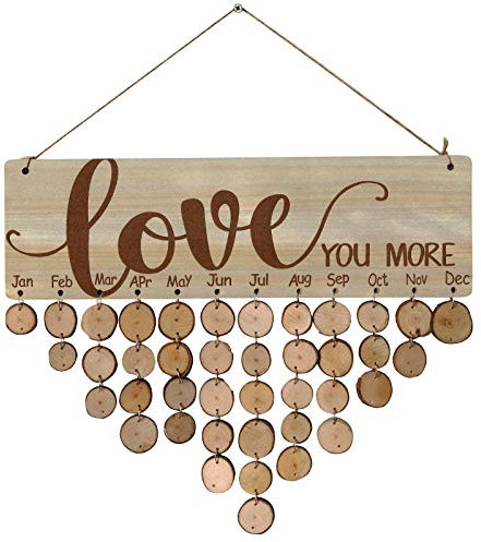 Wandkalender, Schild, Familienurlaub, Erinnerung, DIY-Kalender, Holz, Geburtstag, Heimdekoration Buchkalender Schwarz (B, One Size)