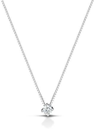 Collana Punto Luce Donna in Argento 925% Con Pietra Zircone Taglio Brillante Varie Grandezze - Catenina Collanina Donna Ragazza Bambina