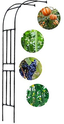 Metall Rosenbogen Garten Halbbogen Rankhilfe Rankgitter Torbogen Für Kletterpflanzen Verzinkt Halb-rosenbogen Witterungsbeständig(Schwarz,90x240cm/2.9x7.9ft)