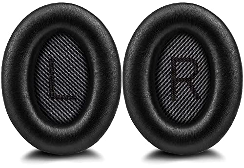 Cuscinetti Auricolari di Ricambio per Bose Cuffie, Cuffie Professionali per Cuffie Bose QuietComfort Bose 35 QC35 / QC35 II, Memory Foam Acustico e pelle Proteica (1 Paio Nero)