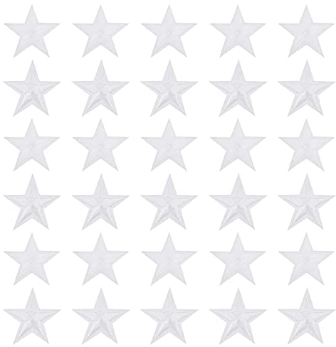 sourcing map 30 Stück Flicken zum aufbügeln 5 Sterne Eisen auf Patches Bügelflicken Patches Gestickte Nähpatches Mini Stickerei Aufnäher für Kleidung Reparatur Rucksack Dekoration Weiß