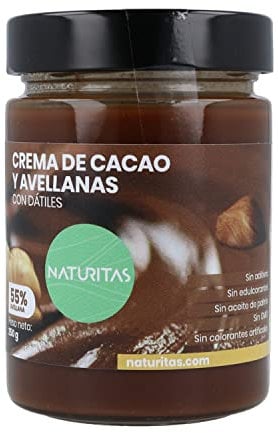 Crema Avellana, Cacao y Dátil 250g Naturitas Essentials | 55% avellana | Sin aceite de palma | Sin aditivos | Sin edulcorantes | Sin colorantes alimenticios