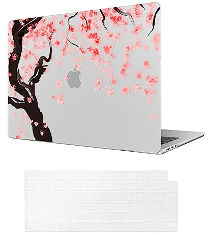TeDaWen MacBook Hülle Kompatibel mit MacBook Air 15,3 Zoll 2025-2023 Release New (Modell: MacBook Air 15 A3241 M4 A3114 M3 A2941 M2 Chip), Hartschalengehäuse mit Tastaturabdeckung,Kirschblüte -3