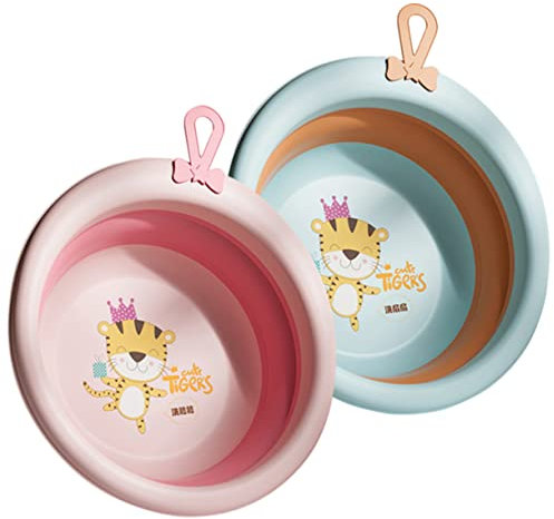 Cabilock Cartoon-becken 2er-pack Faltbare Gesichtsbadewanne Für Säuglinge Leicht Zu Reinigen Und Aufzubewahren Für Neugeborene Und Jungen Und Mädchen Zufälliger Stil