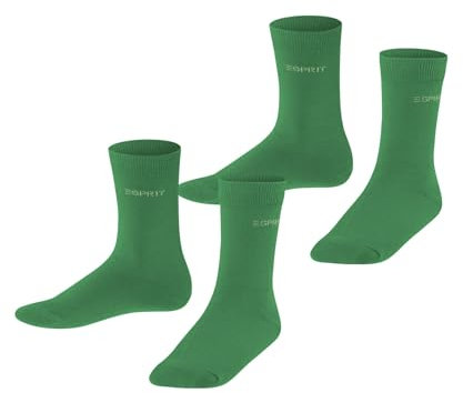 ESPRIT Unisex Kinder Socken Foot Logo Multipack K So Baumwolle einfarbig 2 Paar, Grün Apple 7200, 27-30