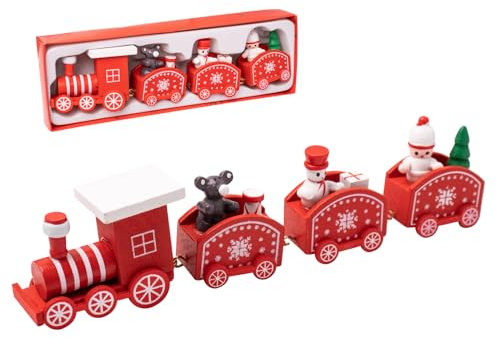 ZYDYRX Rosa Holzzug Kleiner Weihnachtszug Holz Xmas Fenster Ornament Weihnachtsdekoration Holz Mitbringsel zu Weihnachten Dekolandschaft Kinder