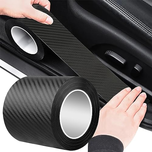 Auto Einstiegsleisten Kantenschutz Aufkleber 10M,HSJKWPT Carbon Folie Auto Einstiegsleisten Schutz 3/5/7/10CM Auto Gummi Stoßstange Spoiler Kantenschutz für Auto Fahrrad (Kohlefaser schwarz-10CMX10M)