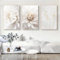 DLKAJFK Moderne Wandmalerei Plakat Set, Natürliche Landschaft Strand, Schilfblätter, Weiße Rosen, Leinwanddruck, Hintergrund Wanddekoration Plakat Set, Rahmenlos (Blütenherz,3Pcs-50x70cm)