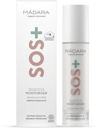 MÁDARA Organic Skincare | SOS+ SENSITIVE Moisturiser 50ml – Leichte Feuchtigkeitspflege für empfindliche Haut, Dermatologisch Getestet, Beruhigt Rötungen – Feuchtigkeitscreme Gesicht, Face Moisturizer