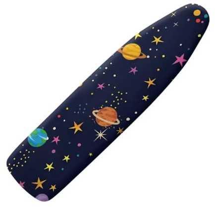 Jeiento Bügelbrettbezug mit Cartoon-Planeten-Sternen, 38,1 x 137,2 cm, schmutzabweisend, schützend, scheuerbeständig, Ersatzbezüge für Bügelbrett
