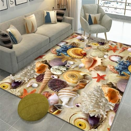 RUGMRZ Tapis Sol Bebe Meuble Cuisine Motif de Coquille Tapis de Chambre décoratif Accessoires de Chambre d'enfants Isolation phonique Tapis De Jeu Bébé Enfant 130X190CM