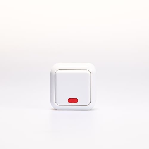 Interruttore da parete con spia | Finezza | Interruttore con spia di funzionamento che si illumina quando l'interruttore è su ON AP 1 via 250V/ 10A per interno, bianco