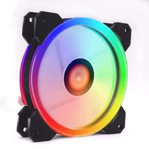 Computer Case PC Cooling Fan RGB Adjustable LED 120mm Silent+IR Remote Control New Computer Cooler Cooling RGB Case Fan for CPU (Color : WHITE, Size : 1PC FAN_RGB)