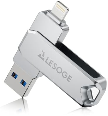 LESOGE Cle USB iPhone 512 Go Apple Certifié MFI, 3 en 1 Clé Flash Drive Photo Stick 3.0 Clef USB C Stockage Externe Lightning Cle USB pour iPhone, iPad, Mac, Android, Type-C, PC(Gris)
