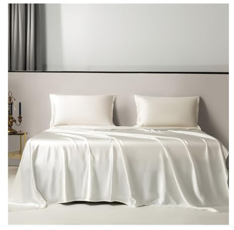 RUZGAR Bettlaken Betttuch Haustuch Laken 19-mm-Seiden ohne Gummizug 170x230cm 230x250cm 250x250cm Luxuriöse Seiden-Kühllaken Superseidene Weiche und Glatte (Color : White, Size : 170x230cm)