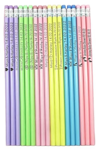 Personalisierte Bleistifte mit Gravur für Ihre Kinder oder als Geschenk für Lehrer, personalisierbar, 100 Stück