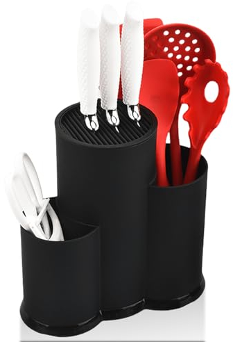 Asfrode 3 in 1 Messerblock, Multifunktional Runder Messerblockhalter Aufbewahrung Ständer, Universal ohne Messer, Messerhalter Rack für Alle Küchenmesser Geeignet