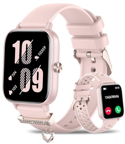 Iaret Montre Connectée Femme avec Appels Bluetooth, 1,85 HD Smartwatch pour Android & iOS, Montre Sport avec Podomètre, 100+ Modes Sportifs, Sommeil, Fréquence Cardiaque, Cycle Menstruel, Rose