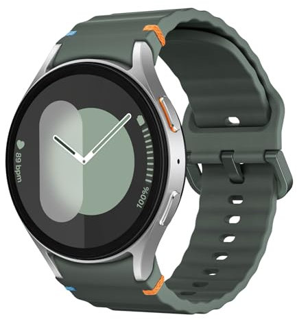MoKo Correa Deportiva Compatible con Samsung Galaxy Watch 7 FE 6 5 4 40mm 44mm/Watch 6 Classic 43mm 47mm/4 Classic 42mm 46mm/5 Pro 45mm, Pulsera de Silicona Suave para Mujer Hombre, Verde Militar