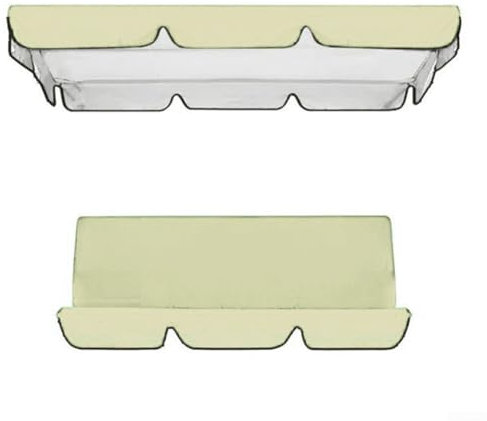 Hollywoodschaukelabdeckung Ersatzbezug für Hollywoodschaukel, wasserdichtes 210D Oxford-Gewebe, 2/3-Sitzer, für Outdoor, Veranda, Garten, Hof, Beige, 195 x 125 x 15 cm