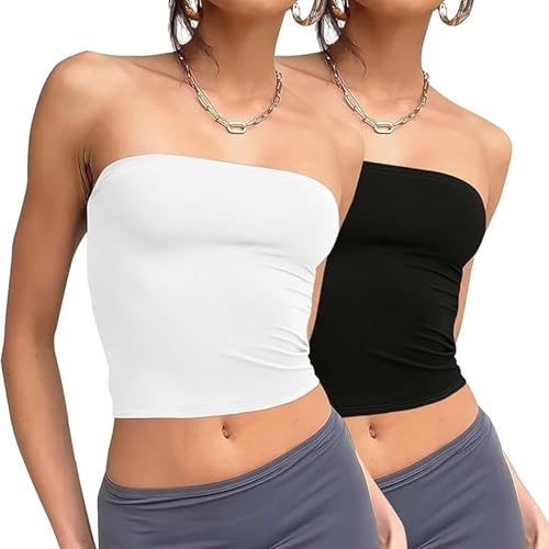 ZKZFCAI Crop Top Donna Tubo Fascia Aderente Corpetto Stretchy Stretchy Traspirante Crop Top Tube Top Sexy Senza Ferretto Senza Cuciture Top Y2K T-Shirt