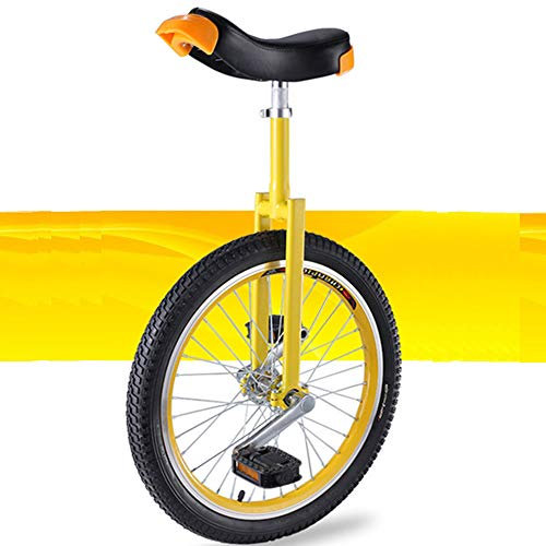 KRXSOBNV, 18-Zoll-Einrad, verstellbares Outdoor-Einrad, rutschfeste Reifen, mit stabilem Aufbewahrungsständer, Balance-Radfahren, Übungsfitness for Erwachsene,Einrad.(Yellow)