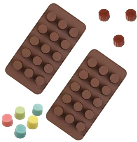 2 moldes de silicona para bombones con 15 cavidades de silicona para chocolate, galletas, caramelos, cubitos de hielo