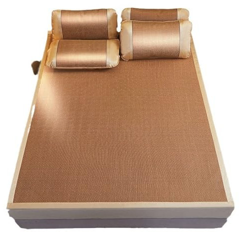 TWHZSAI Sommerschlafmatte, Faltbare doppelseitige Bambusmatte fürs Bett, atmungsaktiver karbonisierter Bambus, Rattan-Kühlmatte | Schlafzimmer unverzichtbar für den Sommerschlaf (90 x 200 cm)