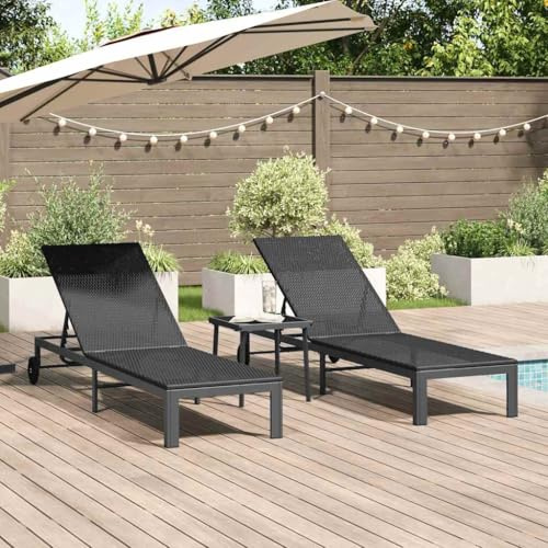 QJBSAVVA Sonnenliege Schwarz Moderner Liegestuhl mit Verstellbarer Rückenlehne und Rädern aus Robustem Metall für Garten Balkon und Poolbereich 40 x 40 x 40 cm